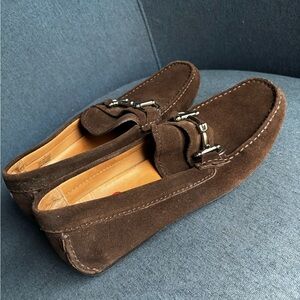 RARE Marc Joseph Brown all suede moccasin slip-on loafer with rubber resistance